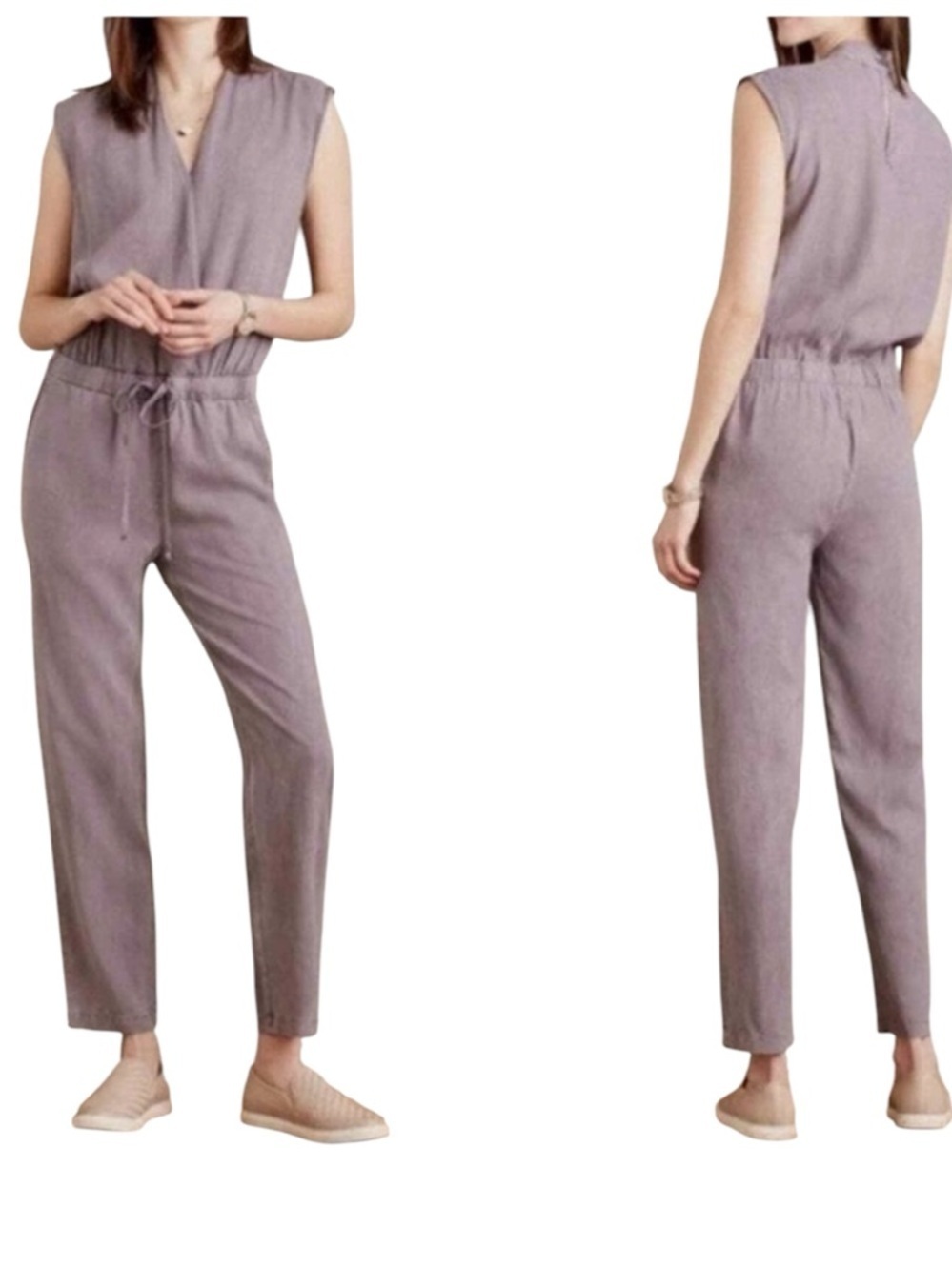 Cloth and Stone by Anthropologie Lilac Jumpsuit with Tapered Legs And Pockets